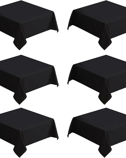VidaFete Square Tablecloth 6 Pack 52 x 52 Inch Tablecloths Stain Wrinkle Resistant Polyester Dining Table Cover for Kitchen Dinning Party Wedding Rectangular Tabletop Buffet Decoration(Black)