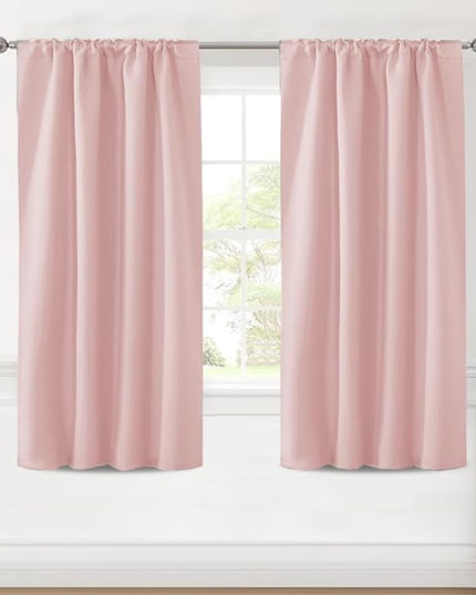 H.VERSAILTEX Blackout Curtains Thermal Insulated Window Treatment Panels Room Darkening Blackout Drapes for Living Room Back Tab/Rod Pocket Bedroom Draperies (2 Panels, Baby Pink, 42 x 63 Inch)