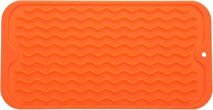 Silicone Dish Drying Mat for Multiple Usage,Easy clean,Eco-friendly,Heat-resistant Silicone Mat for Kitchen Counter or Sink,Refrigerator or Drawer Liner Orange S 12 inches x 6 inches