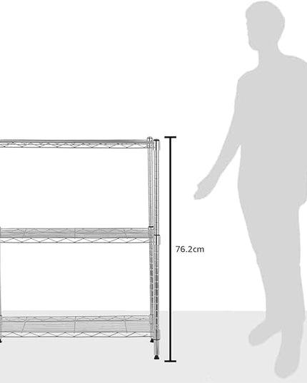 Amazon Basics 3-Shelf Adjustable Heavy Duty Steel Wire Rack Storage Shelving Organizer for Kitchen, Garage, 23.2" L x 13.4" W x 30" H, Chrome
