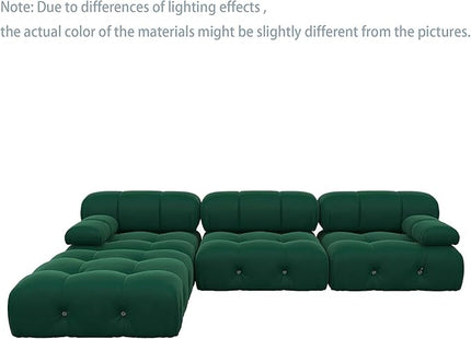 JACH 104" Modular Sofa Sectional Couch, L-Shaped Minimalist Velvet Couches, Mid-Century Comfy Couch with Reversible Chaise Ottoman for Living Room, Apartment (Green)