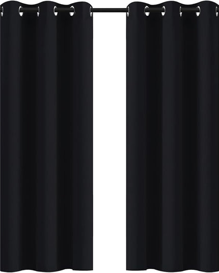 Yakamok 72 Inch Long Blackout Curtains for Bedroom, Thermal Insulated Room Darkening Black Curtains, Light Blocking Blackout Drapes for Living Room- 2 Panels, 42 Inch Width