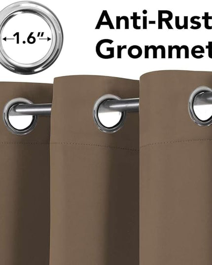 H.VERSAILTEX Ultra Soft Microfiber Thermal Insulated Antique Copper Grommet Blackout Curtains/Window Treatment Draperies 52 by 72 - Inch for Living Room/Bedroom, Set of 2 - Macchiato
