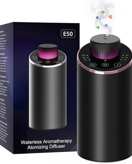 Waterless Essential Oil Diffuser Aromatherapy Scent Diffusers for Home Large Room, Bedroom, Car, Office, Desk, Battery Operated Mini Portable Air Freshener, 3 Countdown Timers & 3 Mist Levels