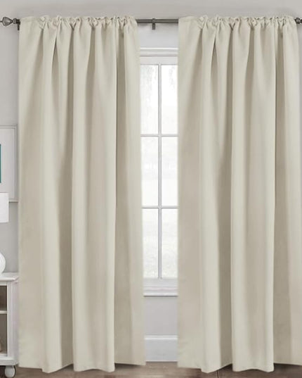 H.VERSAILTEX Light Reducing Curtains Thermal Insulated Window Treatment Panels Room Darkening Privacy Assured Drapes for Living Room Back Tab/Rod Pocket Bedroom Drapes 2 Panels, Ivory - 52 x 84 Inch