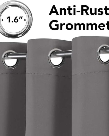 H.VERSAILTEX Blackout Curtains for Bedroom Thermal Insulated Room Darkening Living Room Curtains 72 Inch Long Grommet Privacy Protection Window Curtain Panels/Drapes for Nursery,2 Panels,Grey