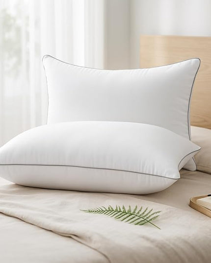 HUXMEYSON Pillows Queen Size Set of 2, Luxury Hotel Bed Pillows Set with Down Alternative Filling for Side and Back Sleepers