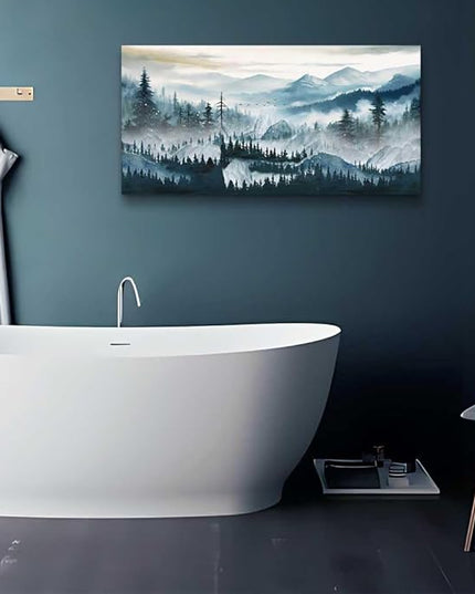 hyidecorart Fog Forest Landscape Wall Paintings Canvas Wall Art For Living Room Bedroom Wall Decor Modern Home Decor Office Decorations Stretched And Framed Ready To Hang Pictures Works 40x20