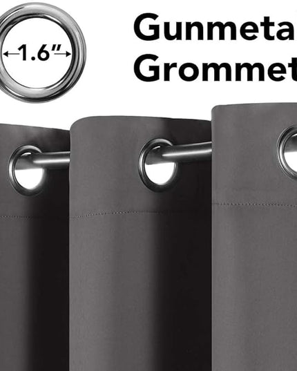 H.VERSAILTEX Premium Blackout Thermal Insulated Room Darkening Curtains for Bedroom/Living Room - Classic Grommet Top (2 Panels, Charcoal Gray, 52 Inch by 45 Inch)