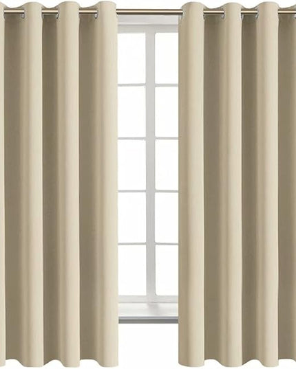 BGment Room Darkening Curtains 63 Inches Long - Grommet Thermal Insulated Drapes Window Treatment Curtains for Bedroom, 2 Panels, 52 x 63 Inch, Beige