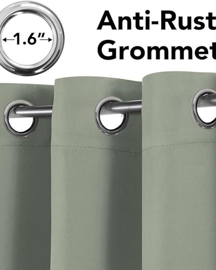 H.VERSAILTEX Room Darkening Curtains for Living Room Light Reducing Thermal Insulated Window Treatment Panels/Drapes Grommet Top 2 Panels Sea Grass - 52 x 84 Inches