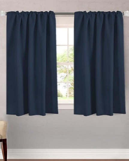 H.VERSAILTEX Blackout Curtains Thermal Insulated Window Treatment Panels Room Darkening Blackout Drapes for Living Room Back Tab/Rod Pocket Bedroom Draperies, 52 x 54 Inch, Navy Blue, 2 Panels