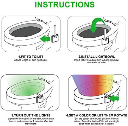 4 Pack Color Changing Toilet Night Light Motion Sensor Led Toilet Motion Activated Led Washroom Night Lamp(8 4)