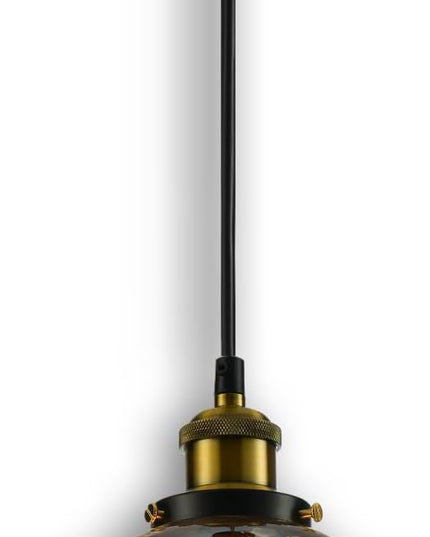 Modern Glass Pendant Light, 6"x9.2" Amber Ribbed Oval Light Fixture with Gold Cap, 15"-72" Adjustable Cord, E26 Socket for Kitchen or Hallway – Sunrise Glow Oval