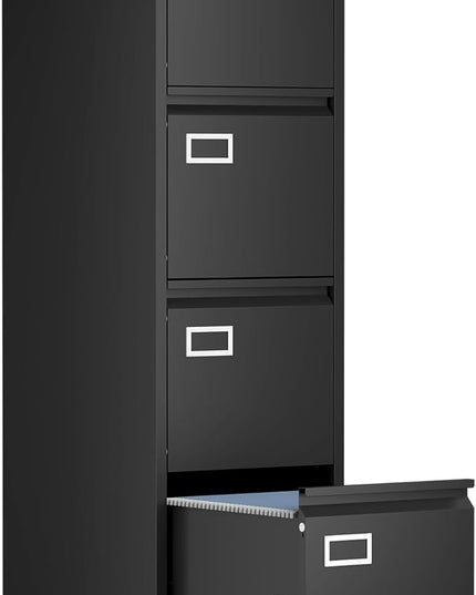 4 Drawer File Cabinet with Lock,Metal Filing Cabinets for Home Office 4 Drawer,Locking File Cabinet for Letter/Legal/A4/F4 Size,Assembly Require,Black