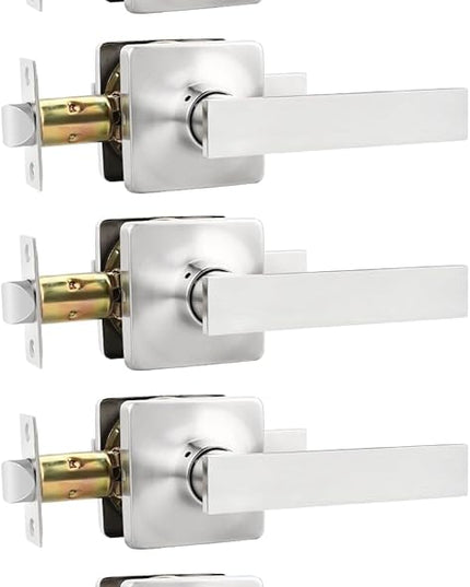 Mengico 5 Pack Door Handles Interior,Nickel Door Handle,Door Lever Handle Passage Lock(for Hallway&Close)