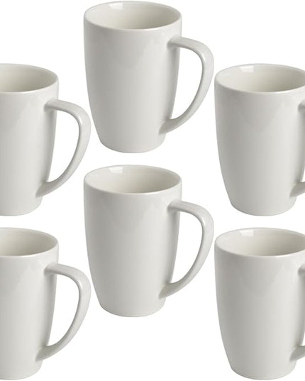 homEdge Porcelain Mug Set, 16 Ounces Cup for Tea, Latte, Mocha, Hot Chocolate, Set of 6, White
