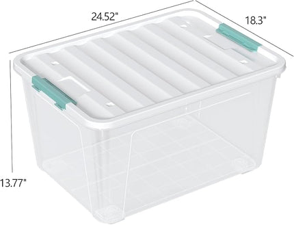 85 Quart Large Plastic Storage Bins, 4-Pack Clear Plastic Storage Box with Wheels