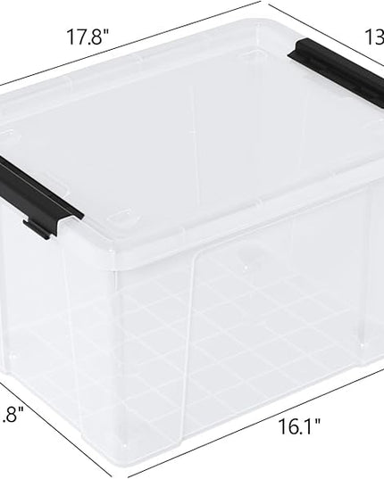 Zopnny 40 Quart Clear Latching Box with Wheels, Plastic Storage Containers with Lids, 4 Pack