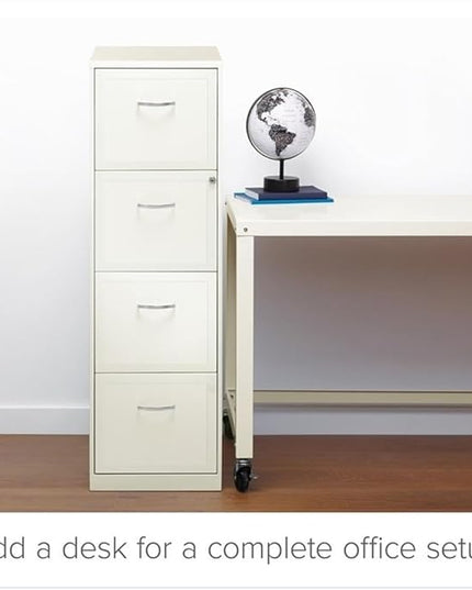 Pemberly Row 18" 4-Drawer Traditional Metal Filing Cabinet in White