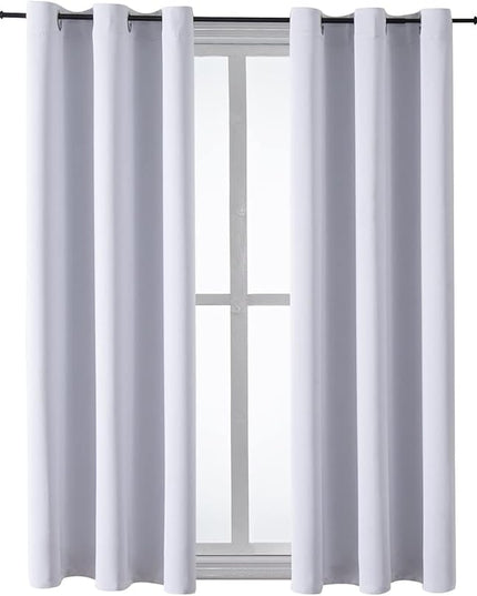 ChrisDowa Grommet Room Darkening Curtains for Bedroom and Living Room - 2 Panels Set Thermal Insulated Blackout Curtains (Greyish White, 38W x 45L)
