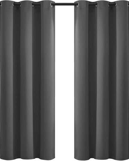 Yakamok Blackout Curtains for Bedroom, Thermal Insulated Room Darkening Curtains, Light Blocking Blackout Drapes for Living Room- 2 Panels,42x72 Inch, Charcoal Grey