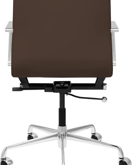 Laura Davidson Furniture SOHO II Padded Management Office Chair - Mid Back Desk Chair with Arm Rest, Swivel & Cushion Availability, Made of Faux Leather, Dark Brown, Computer Chair