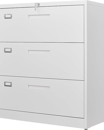 Letaya 3 Drawer File Cabinets with Lock,Metal Lateral Filing Cabinets for Home Office Organization Hanging Storage Letter/Legal/F4/A4(Assembly Required)