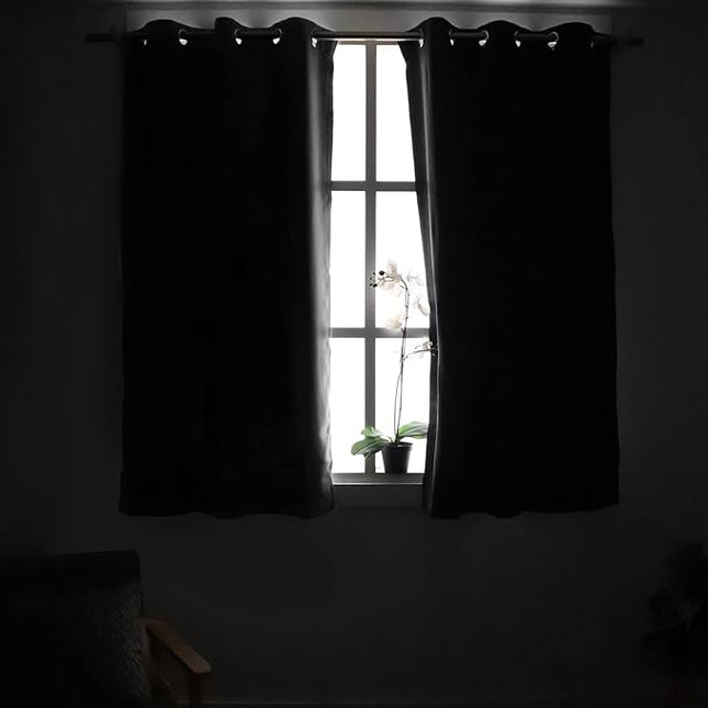 YoungsTex Blackout Curtains 63 Inch Length for Bedroom - Thermal Insulated with Grommet Small Half Window Drapes for Kitchen Bathroom, 2 Panels, 34 x 63 Inch, Navy Blue