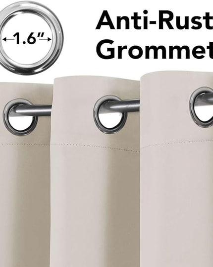 H.VERSAILTEX Room Darkening Curtains for Living Room Light Reducing Thermal Insulated Window Treatment Panels/Drapes Grommet Top 2 Panels (Ivory - 52 x 108 Inches)