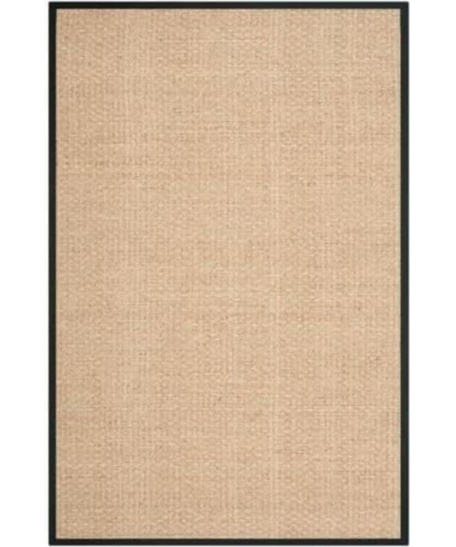 SAFAVIEH Area Rug 3x5 - Natural Fiber Collection - Natural & Black, Seagrass, Basketweave Pattern with Border (NF114C)