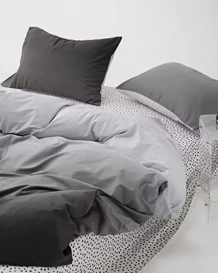 Houseri Queen Size Comforter Set, Gradient Gray and White Bedding Comforter Sets Queen for Women Men Teens Aesthetic Light and Dark Grey Soft Comfy Lightweight Bed Comforter Queen Quilt Blankets
