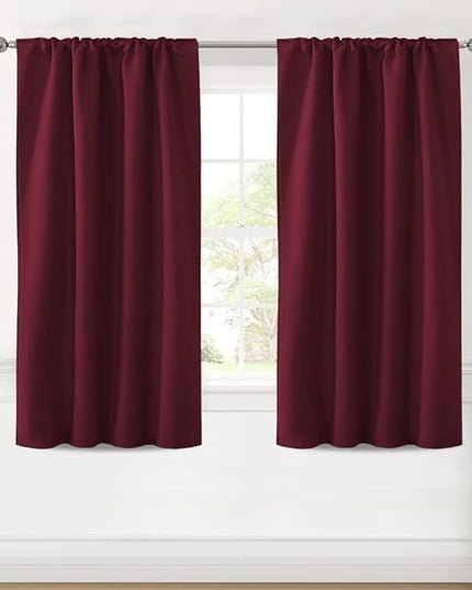H.VERSAILTEX Christmas Blackout Curtains Thermal Insulated Window Treatment Panels Blackout Drapes for Living Room Back Tab/Rod Pocket Bedroom Draperies (2 Panels, Burgundy, 42 x 54 Inch)