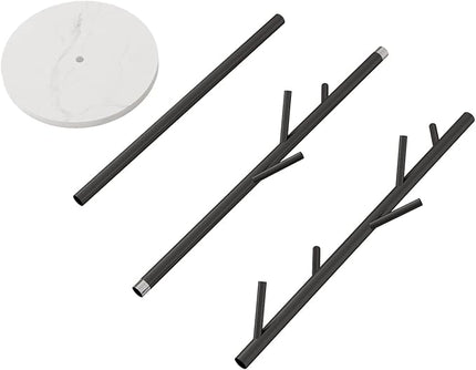 Black Metal Coat Rack, Freestanding with Hooks, Entryway Coat Rack Stand, Coat Racks with Marble Base, Coat Tree for Hanging Clothes, Hats, Bags