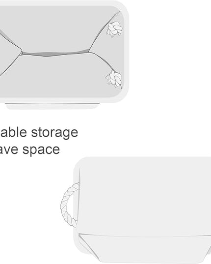 TheWarmHome Decorative Basket for Organizing - Medium-1Pack 13.8L*9.8W*6.7H Rectangular Fabric Storage Bin Organizer Basket with Handles for Clothes (White)