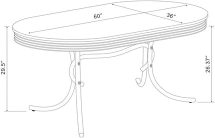 Pemberly Row 5-Piece Contemporary Metal Oval Dining Set in Chrome and Red