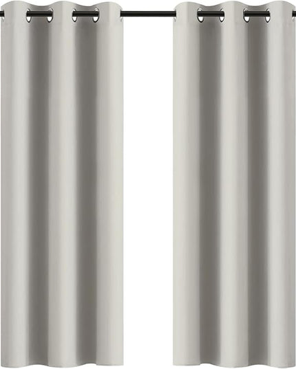 Yakamok Room Darkening Blackout Curtains Thermal Insulated Grommet Curtain Panels for Bedroom, 42W x 72L, Light Beige, 2 Panels