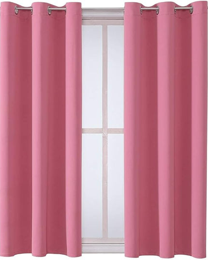 ChrisDowa Grommet Room Darkening Curtains for Bedroom and Living Room - 2 Panels Set Thermal Insulated Blackout Curtains (Pink, 38W x 54L)