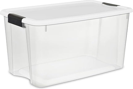 Sterilite 16-Pack Ultra Latching Box, Storage Bins with Lids, Clear Plastic, 70 Quart - Heavy-Duty Organizing Containers for Closet, Bathroom, and Office