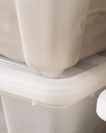 IRIS USA 54 Qt Stackable Plastic Storage Bins with Lids, 6 Pack - BPA-Free, Made in USA - Discreet Organizing Solution, Latches, Durable Nestable Containers, Secure Pull Handle - Pearl