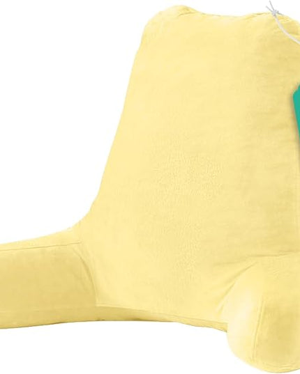Sasttie 25-inch Reading Pillows for Sitting in Bed Adult, Jumbo Velvet Back Pillow Bed Sitting Up, XL High Back-Rest Support Cushion for Sit Up on Couch & Floor, Oeko-Tex Certified, Light Yellow