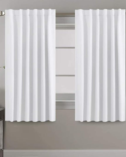 H.VERSAILTEX White Curtains Thermal Insulated Window Treatment Panels Room Darkening Privacy Assured Drapes for Living Room Back Tab/Rod Pocket Bedroom Draperies, 52 x 63 Inch, 2 Panels