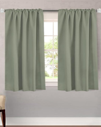 H.VERSAILTEX Blackout Curtains Thermal Insulated Window Treatment Panels Room Darkening Blackout Drapes for Living Room Back Tab/Rod Pocket Bedroom Draperies (2 Panels, Sea Grass, 52 x 54 Inch)