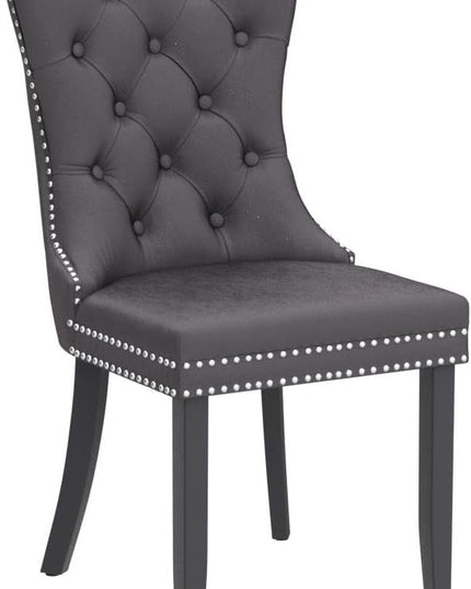 SoarFlash Velvet Dining Chairs Set of 4, Tall Back Side Chair, Modern Upholstered High-end Tufted Side Chair with Button Back Ring, Solid Wood Legs (Gray)