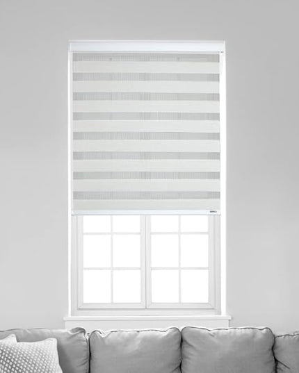 Shadesu Cordless Zebra Blinds for Windows, Dual Layer Free-Stop Zebra Shades, Light Control for Day and Night, Sheer Blinds for Indoor Windows, Bedroom, Kitchen Custom Made