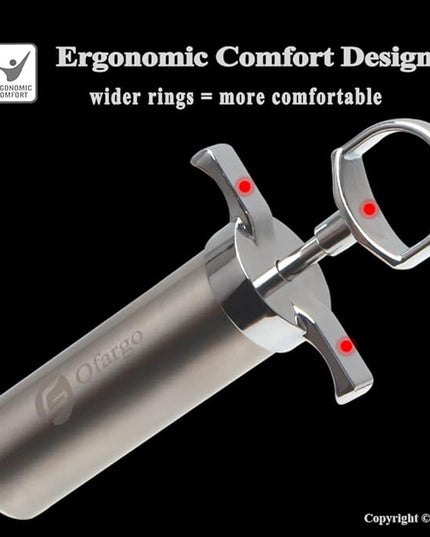 Ofargo Stainless Steel Meat Injector Syringe Kit with 4 Marinade Needles for BBQ Grill Smoker, Gifts for Men Dad Husband in Thanksgiving Christmas Day, 2-oz Large Capacity, Both Paper User Manual and E-Book Recipe