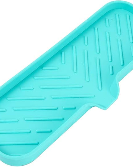 Silicone Bathroom Soap Dishes with Drain Spout-Bathroom and Kitchen Sink Organizer,Sponge Holder,Dish Soap Tray,Perfect for Dispenser,Scrubber,Bottle,Cup on Sink or Counter-Mint 12"×4"