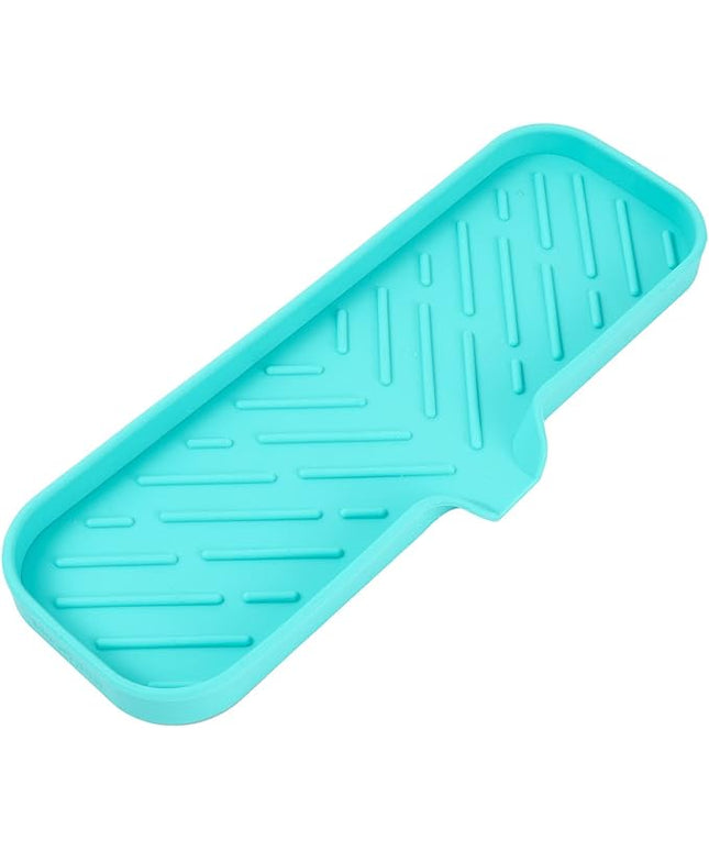 Silicone Bathroom Soap Dishes with Drain Spout-Bathroom and Kitchen Sink Organizer,Sponge Holder,Dish Soap Tray,Perfect for Dispenser,Scrubber,Bottle,Cup on Sink or Counter-Mint 12"×4"