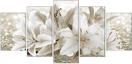LUDUHU Arts Modern Flower Theme Wall Art - Abstract Orchid Canvas Wall Decor Flower Abstract Painting Still Life Canvas Wall Art for Home Decor (I,Oversize 40x20inch)