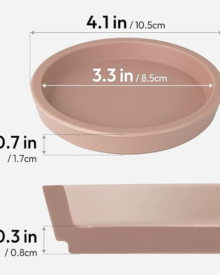 Carrotez Thick Silicone Coasters for Drinks, Round Bulky Cup Coasters for Coffee Table, Desk, Set of 2 - Pink Beige